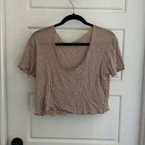 Tan Cropped T-Shirt